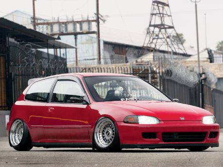 96-00 Honda Civic Hatchback 2Door Window Visors – Smoke Rain Guards W/ Red Mug Accent