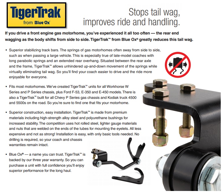 Blue Ox TT2405 TigerTrak Stabilizing Rear Track Bar Kit for Ford F53 24