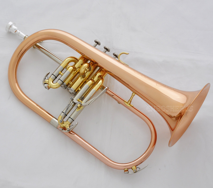 Professional Rose Brass Flugelhorn New Engraving Bell Bb Flugel horn