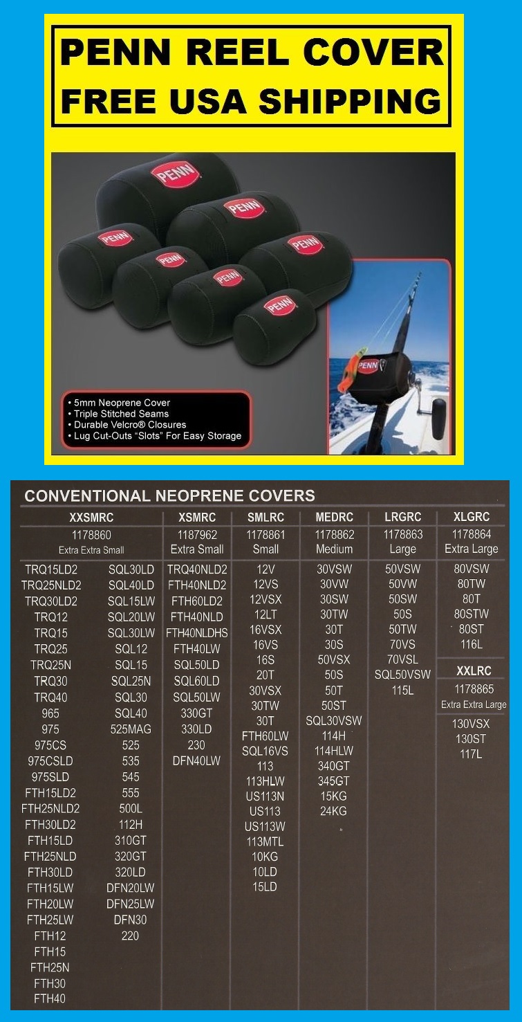 PENN INTERNATIONAL Neoprene Conventional Reel Cover * FITS 50TW * FREE