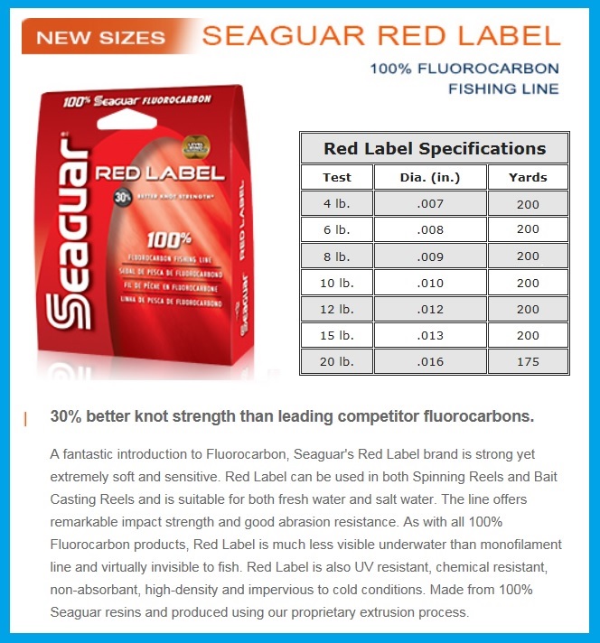 SEAGUAR RED LABEL 100% Fluorocarbon Fishing Line 200YD SPOOLS PICK YOUR ...