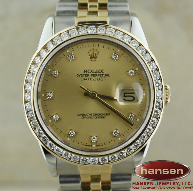 *WOW* ROLEX 18K/SS DATEJUST GOLD DIAMOND/BEZEL WATCH