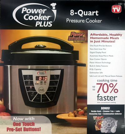 NEW As Seen On TV Power Cooker Plus 8-Quart Electric Pressure Cooker