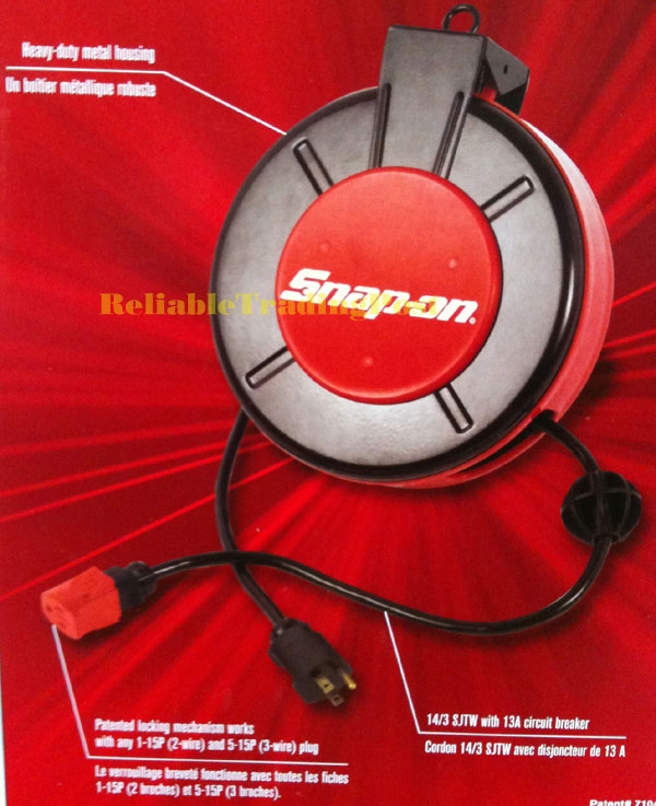 New Snap On Retractable Extension Cord Reel Shop Light eBay
