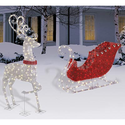 new outdoor christmas 48 quot lighted sleigh 60 quot reindeer new outdoor christmas 48 quot lighted sleigh 60 quot reindeer