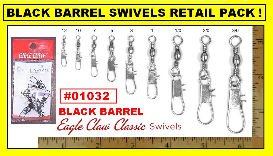 SNAP SWIVELS Eagle Claw 24pcs 3/0 Size 01032039 Black Barrel FREE USA