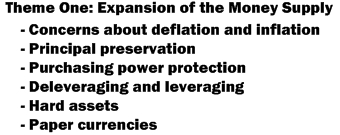 Expansion of the Money Supply, Inflation, Deflation, Paper Currencies