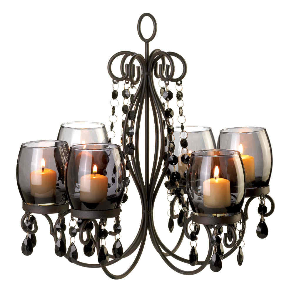 BLACK hanging chandelier CANDELABRA Candle holder Wedding table