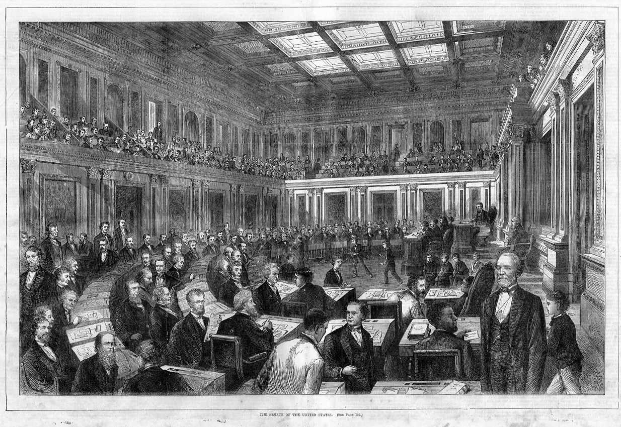 SENATE OF THE UNITED STATES IN 1871, ANTIQUE, HISTORY, SENATE PAGES AND