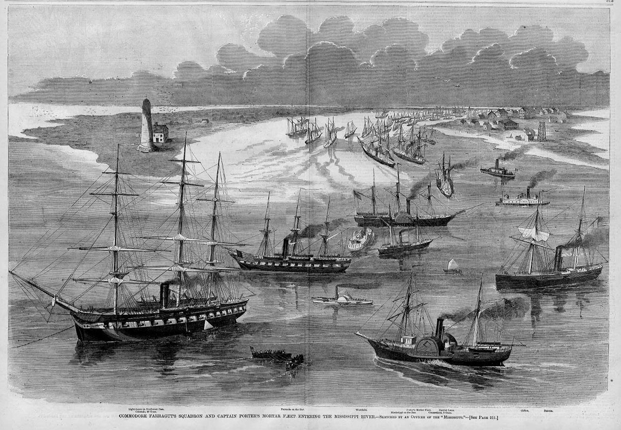 LIGHTHOUSE, ROWING, CIVIL WAR SHIPS, MISSISSIPPI RIVER