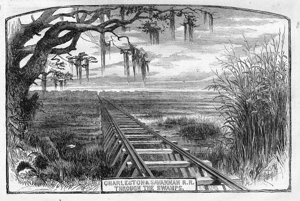 CHARLESTON AND SAVANNAH RAILROAD THROUGH THE SWAMPS, CIVIL WAR HISTORY