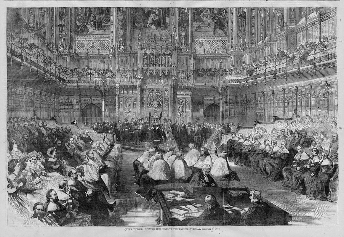 QUEEN VICTORIA OPENING HER SEVENTH PARLIAMENT DISPLAYABLE ANTIQUE