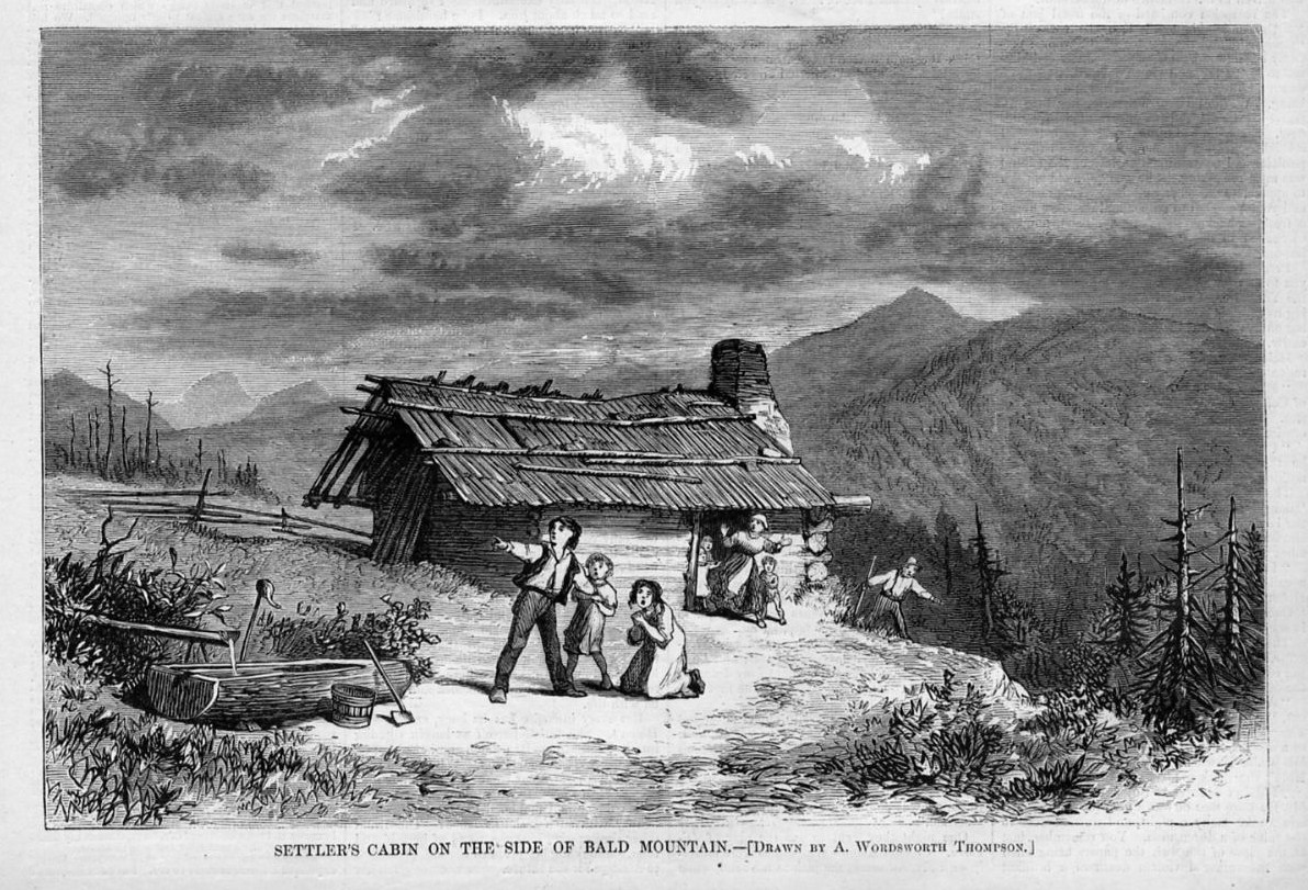 SETTLERS CABIN ON THE SIDE OF BALD MOUNTAIN NORTH CAROLINA, 1874 ENGRAVING eBay