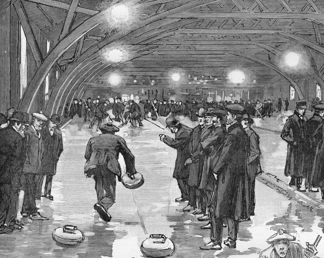 CURLING IN ST. PAUL MINNESOTA ANTIQUE CURLING STONE BROOM ROCK BONSPIEL