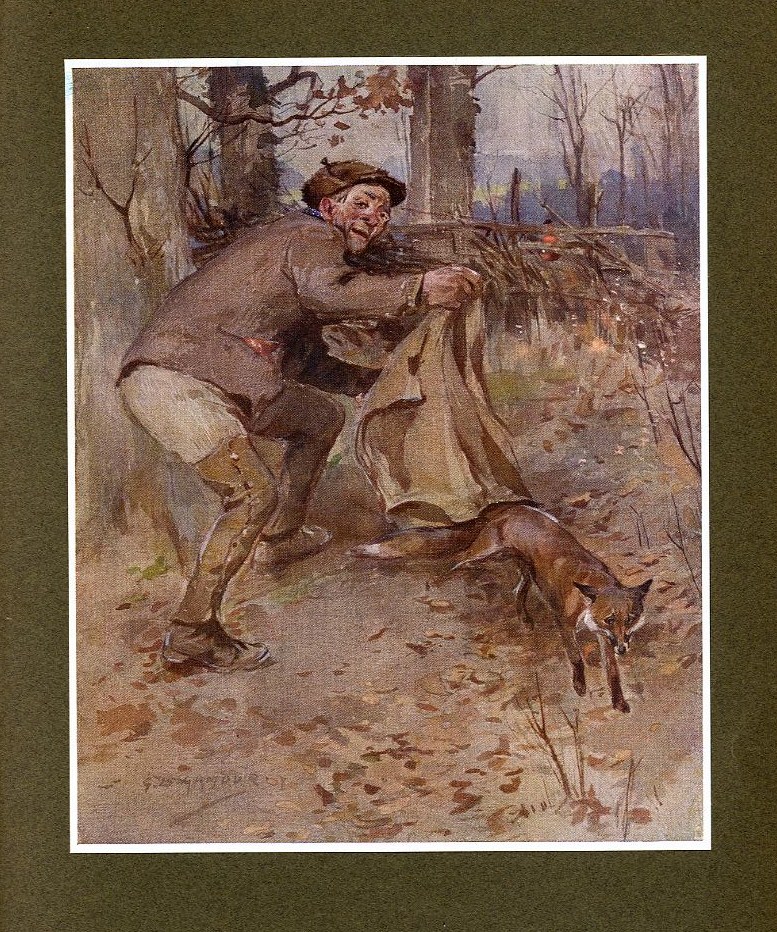 FOX HUNTING FARMER RELEASING THE FOX VINTAGE DISPLAYABLE COLOR FOX HUNT