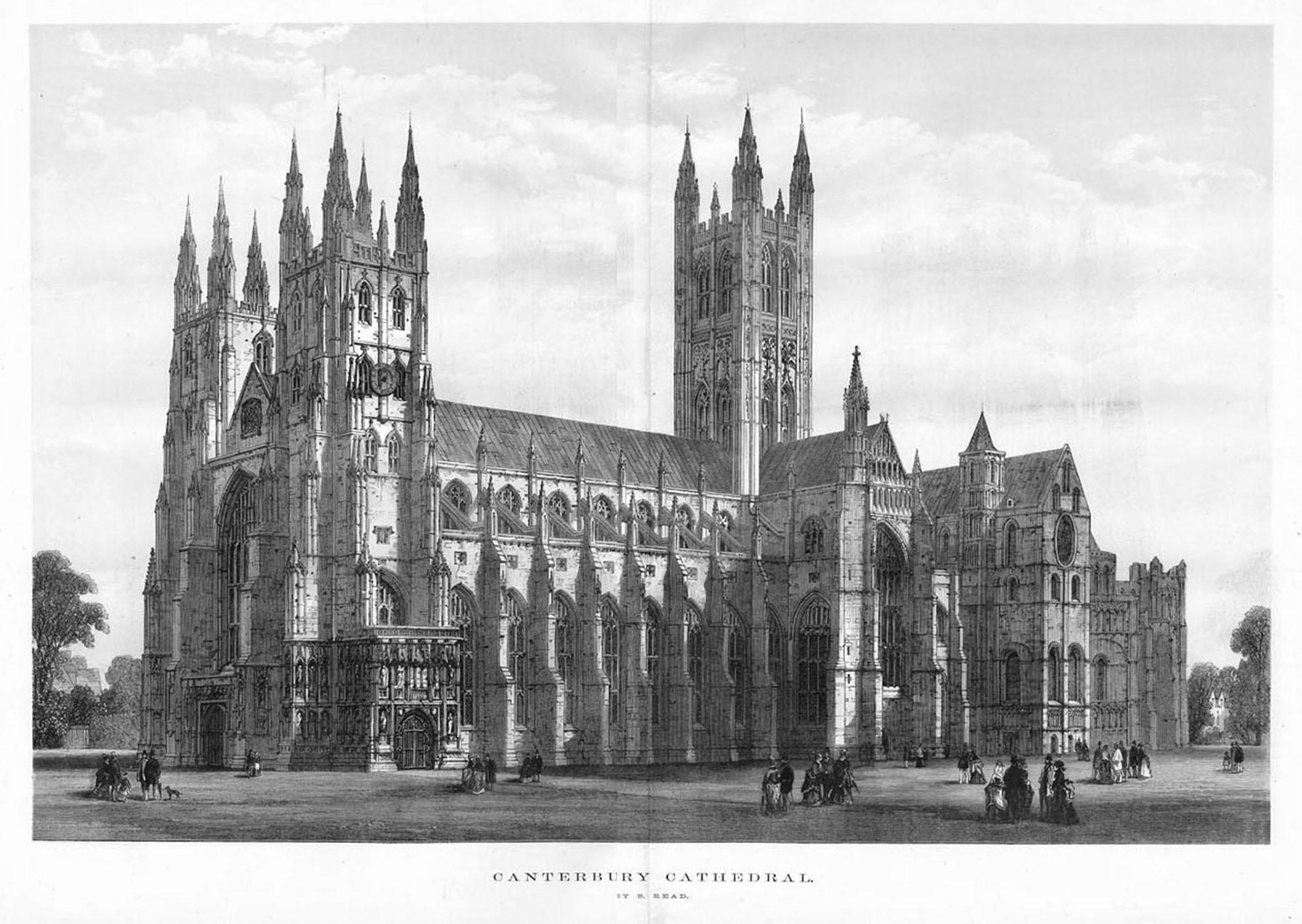 CANTERBURY CATHEDRAL IN 1883, ANTIQUE ARCHITECTURE, CANTERBURY ...