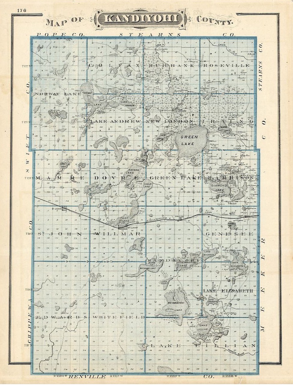 Kandiyohi County Minnesota 1875 Andreas Atlas Map Willmar Meeker County Ebay 7860