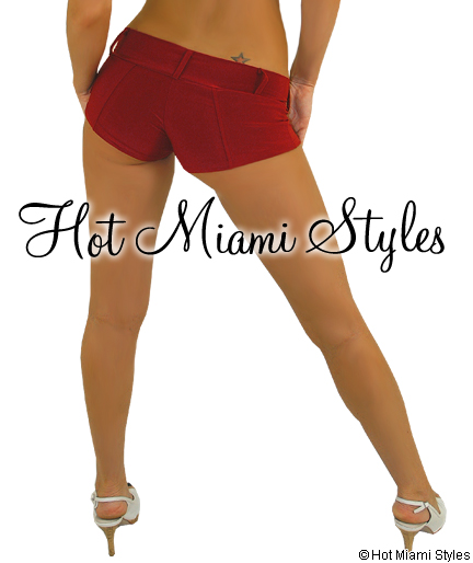 Sexy butt with red club wear booty shorts