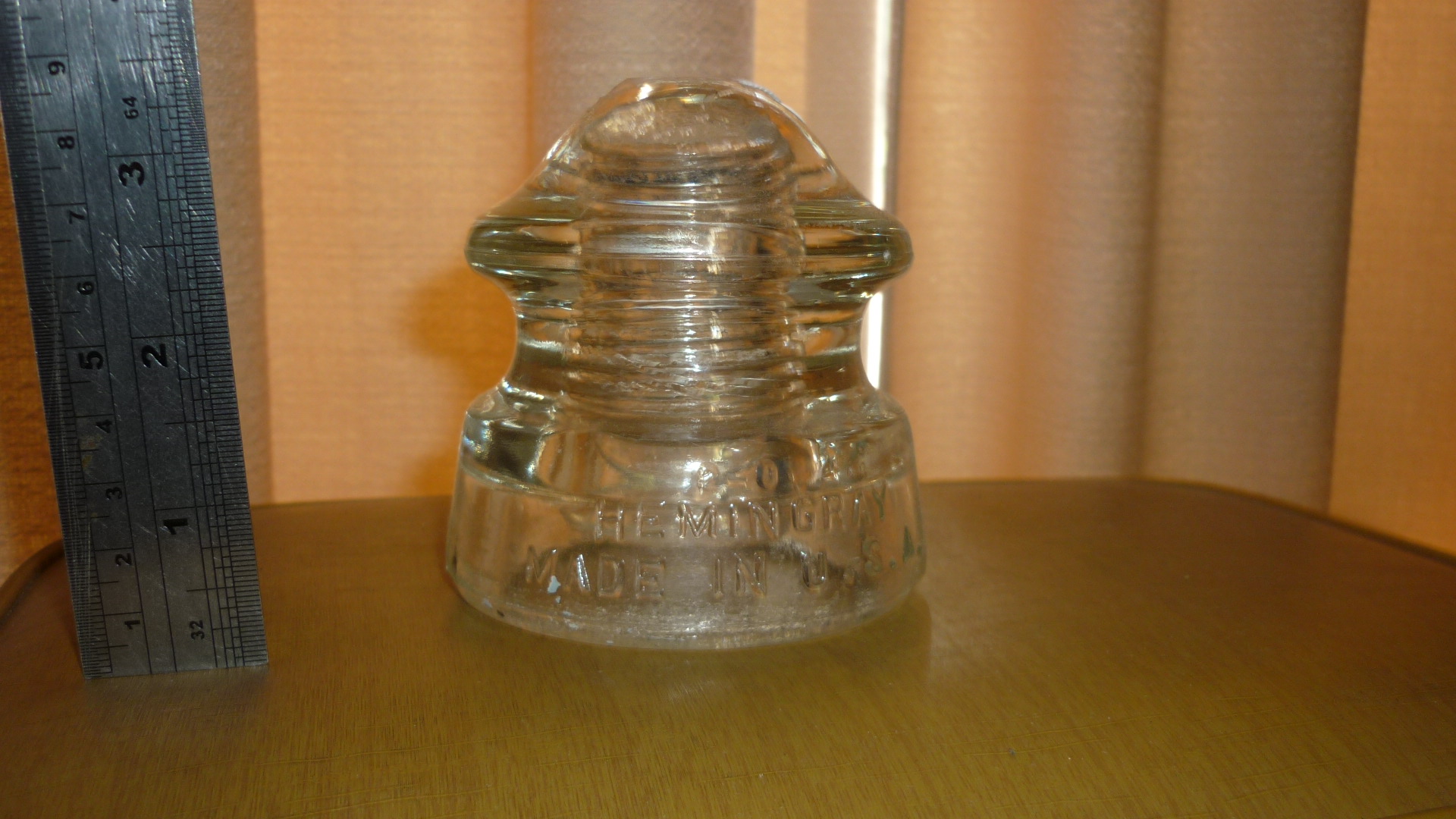 ANTIQUE OLD RAILWAY TELEGRAPH GLASS INSULATOR, HEMINGRAY, LOWEX D510, CLEAR