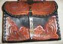 HAND TOOLED LEATHER SADDLEBAGS Custom Chopper Vint