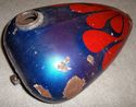 VINTAGE CUSTOM PAINTED RIBBED CHOPPER TANK Old 70s