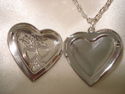 SILVER PLATED 2 HEARTS engraved HEART LOCKET & CHA