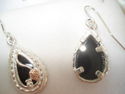 BLACK HILLS GOLD/SILVER ONYX DANGLE EARRINGS WITH 