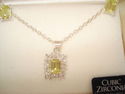 STERLING SILVER PERIDOT CZ PENDANT & Earring SET.