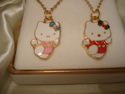 GOLD PLATED KITTY ENAMEL PENDANT & CHAIN 