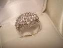 STERLING SILVER  9.25 CZ CLUSTER COCKTAIL RING SZ.