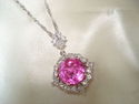 STERLING Silver PINK SAPPHIRE PENDANT! GORGEOUS !!