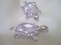 SILVER PLATED WHITE CZ TURTLE  2 PENDANTS - NO CHA