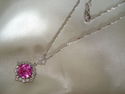 STERLING Silver PINK SAPPHIRE PENDANT! GORGEOUS !!