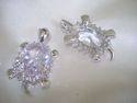 SILVER PLATED WHITE CZ TURTLE  2 PENDANTS - NO CHA