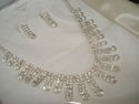 SILVER PLATED RHINESTONE CRYSTAL NECKLACE & EARRIN