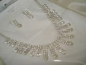 SILVER PLATED RHINESTONE CRYSTAL NECKLACE & EARRIN