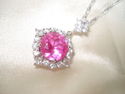 STERLING Silver PINK SAPPHIRE PENDANT! GORGEOUS !!