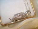 SILVER PLATED WHITE CZ TURTLE  PENDANT WITH CHAIN 