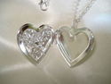 S.SILVER PLATED PICTURE ROSE HEART LOCKET & CHAIN-