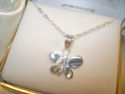 STERLING SILVER 925 ~ ABALONE DRAGONFLY PENDANT 