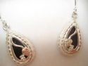 BLACK HILLS GOLD/SILVER ONYX DANGLE EARRINGS WITH 