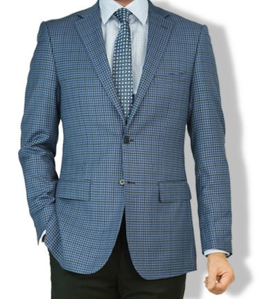 New Enzo Tovare Blue Check Wool Mens Sport Coat