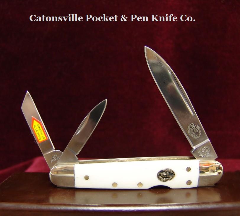 Catonsville Pocket & Pen Knife Co. Smooth White Bone Whittling Lock