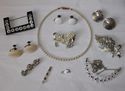 Vintage 1920s to 1950s Jewelry Lot Crystal, Cow Bo