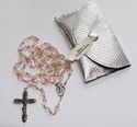 Vintage NOS Pink Cut Crystal Rosary Made in Czecho