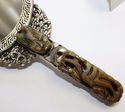 Asian Carved Nephrite Silverplate Hand Mirror with