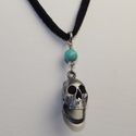 Pewter & Turquoise Articulating Skull Pendant