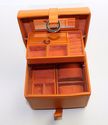 Talbot's Orange Leather Jewelry Box and Travel Tot