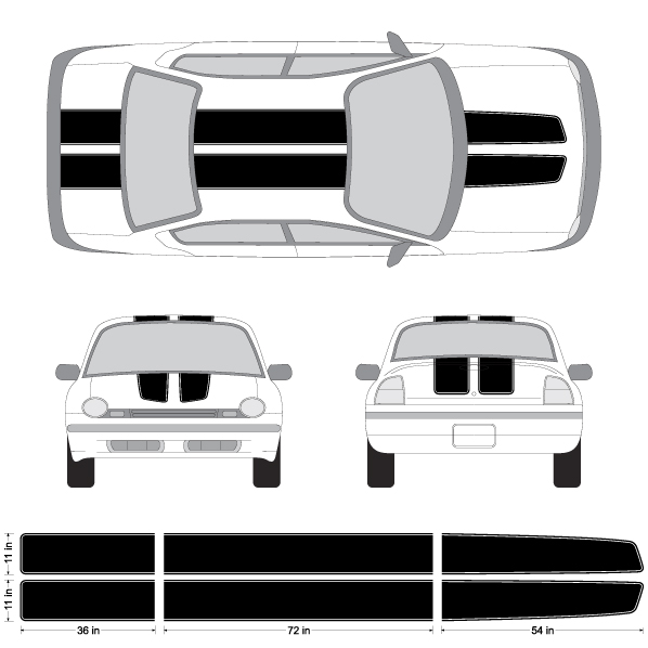 Dodge Neon or SRT-4 EZ Rally Racing Stripes 3M Vinyl Stripe Decals Graphics