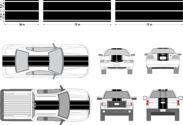 Universal 3M Vinyl Dual Rally Racing Stripes for any Car or Truck ...